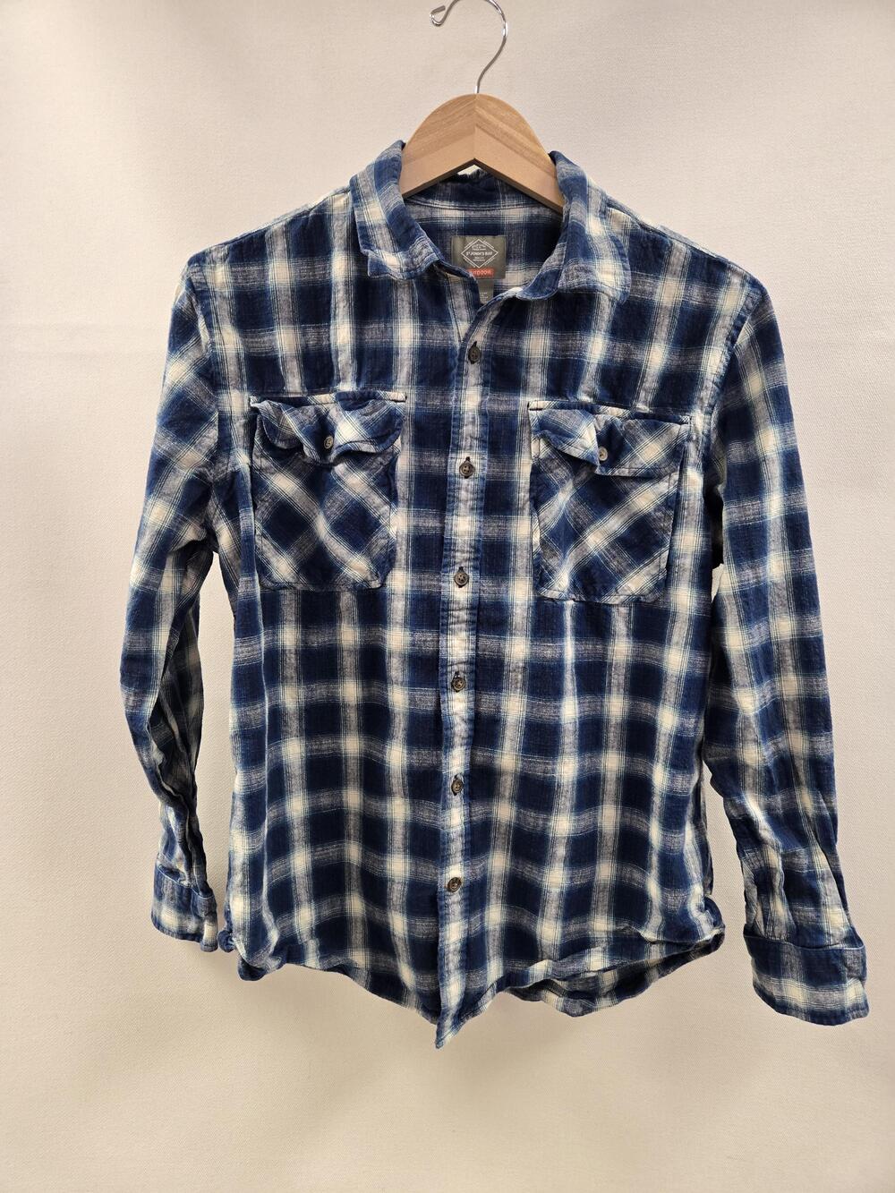 St. John's Bay Flannel Shirt Mens Large Blue Plaid Button Down Outdoor Cotton